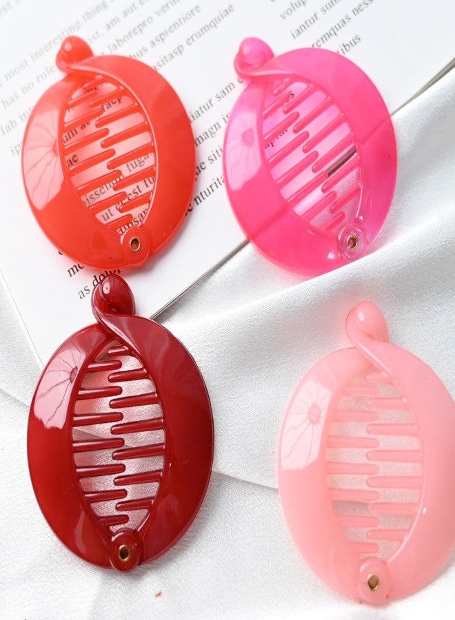 Prettyou Forest 2.5" Effortless Beauty Assorted Side Combs Hair Clip Pins Round Banana Clips, pack of 4 (red) - Image 2